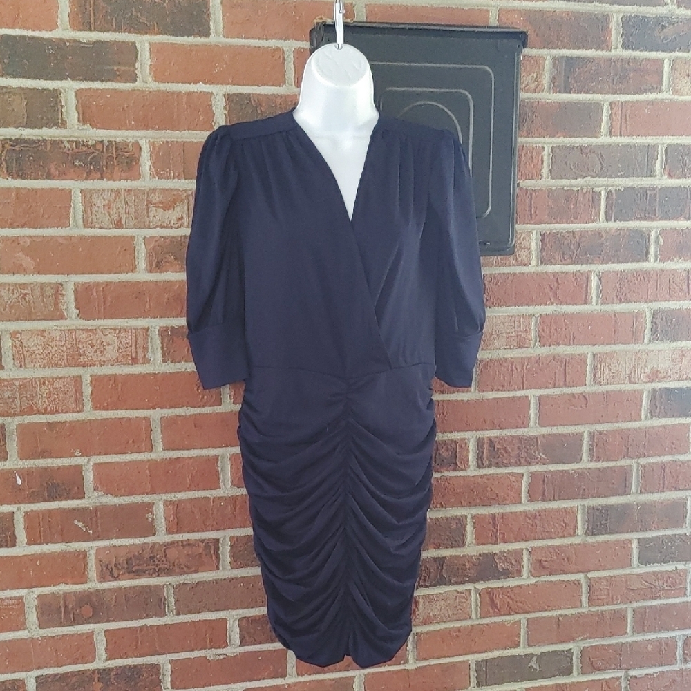 Armani Exchange Navy Blue Open Back Body Con Dress Size 14 (1397)